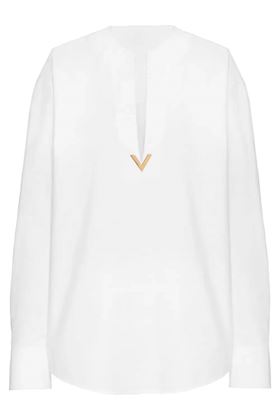 Camicia bianca con placca con logo oro Valentino PAP | 5B3AE9L65A6001